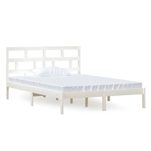 vidaXL Cadru pat, alb, 140x200 cm, lemn masiv de pin