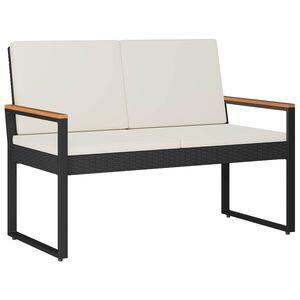 vidaXL Bancă de exterior Negru și Alb crem 107 x 61 x 80 cm poliratan