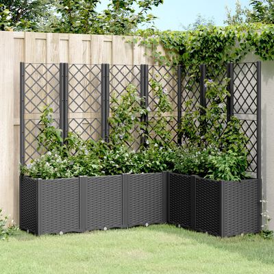 vidaXL Jardinieră de grădină cu spalier, negru, 160x120x140 cm, PP