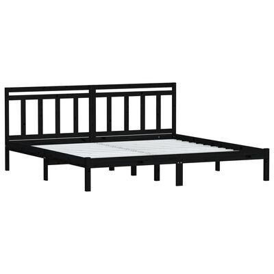 vidaXL Cadru de pat Super King, negru, 180x200 cm, lemn masiv