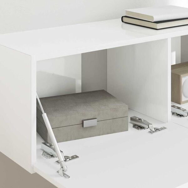 vidaXL Dulap TV de perete Pe perete 2 pcs Alb Lucios 98 x 31 x 29,5 cm