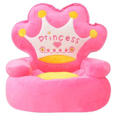vidaXL Scaun din pluș pentru copii, Princess, roz
