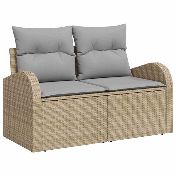 vidaXL Set de canapele pentru grădină cu pernă 8 pcs Bej Rattan poli