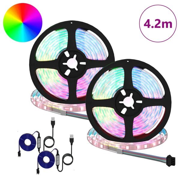 vidaXL Bandă LED 2 pcs Negru și transparent 210 x 0,8 x 0,3 cm