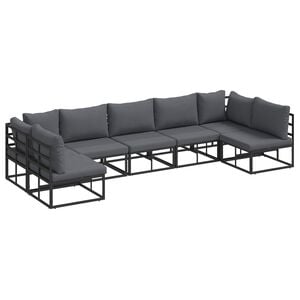 vidaXL Set de canapele pentru grădină 7 buc. Negru Aluminiu