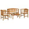 vidaXL Set de Mobilier cu pernă 4 pcs natural Lemn Solid de Acacia