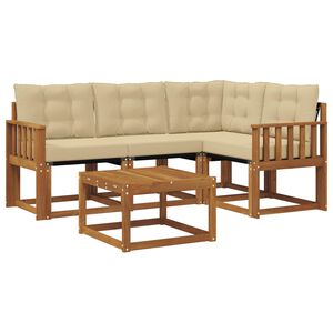 vidaXL Set de canapele de exterior cu pernă 5 pcs Natural și Bej
