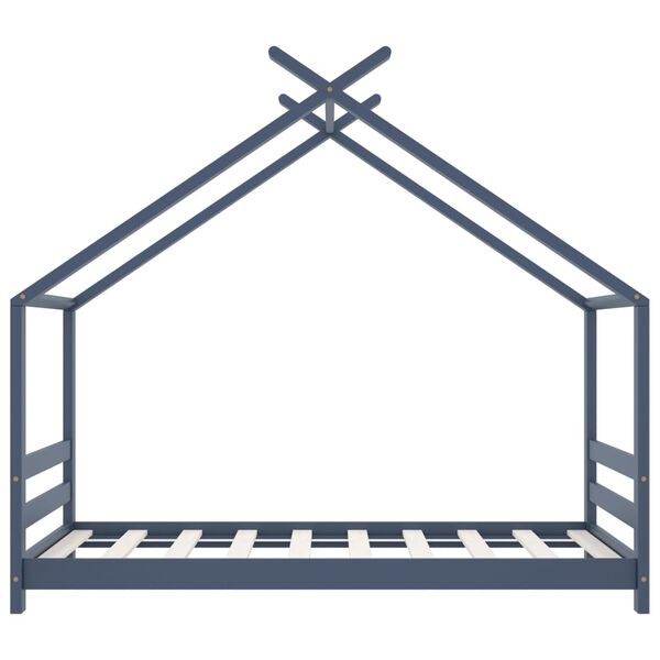 vidaXL Cadru de pat de copii, gri, 80 x 160 cm, lemn masiv de pin