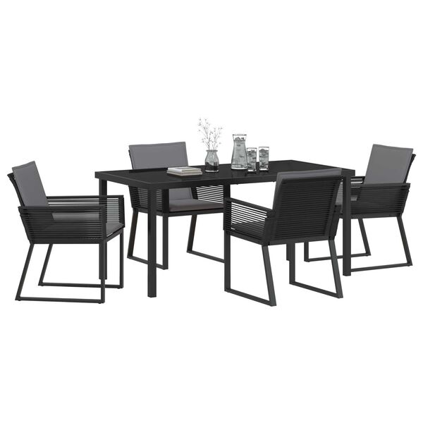 vidaXL Set de masă pentru grădină 5 pcs Negru