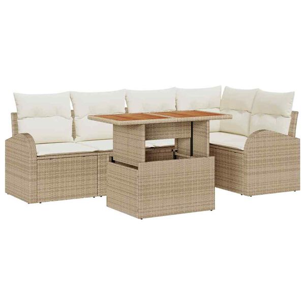 vidaXL Set de canapele pentru grădină 6 pcs Bej Rattan poli