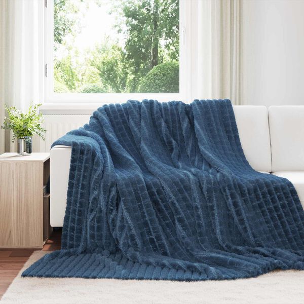 vidaXL Pătura de aruncat Albastru marin 240 x 220 cm Molton
