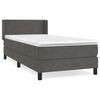 vidaXL Pat box spring cu saltea, gri &icirc;nchis, 90x200 cm, catifea
