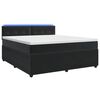 vidaXL Pat boxspring cu saltea cu benzi LED Negru 140 x 190 cm Catifea
