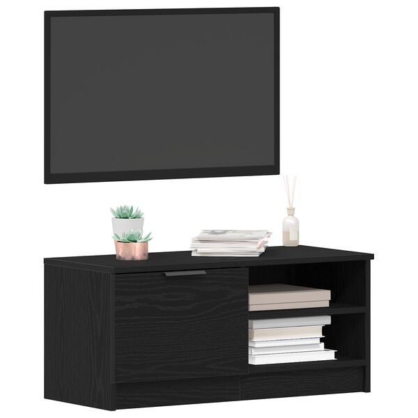 vidaXL Cabinet TV Stejar Negru 80 x 35 x 36,5 cm Lemn compozit