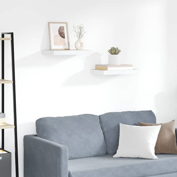 vidaXL Rafturi perete suspendate 2 buc. alb/stejar 50x23x3,8cm MDF