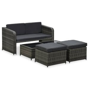 vidaXL Set mobilier de grădină cu perne, 4 piese, antracit, poliratan
