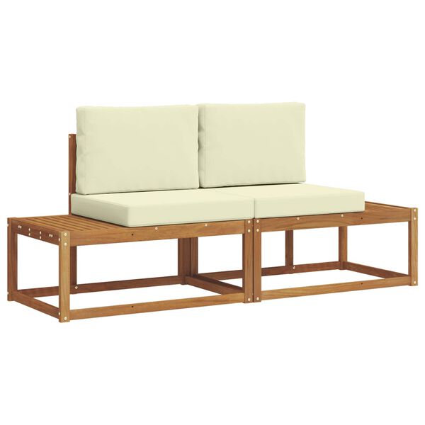 vidaXL Set de canapele de exterior cu pernă 2 pcs natural