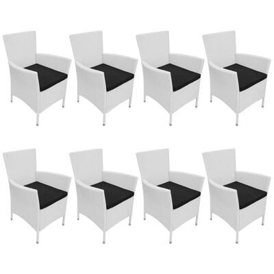 vidaXL Set mobilier de exterior, 9 piese, alb crem, poliratan