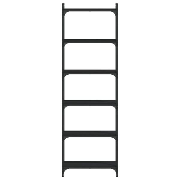 vidaXL Bibliotecă cu 6 niveluri, negru, 60x30x188 cm, lemn prelucrat
