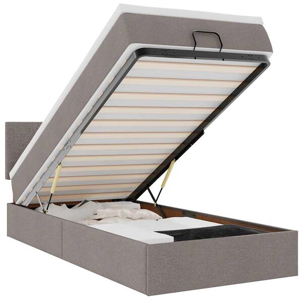 vidaXL Cadru de pat otoman cu saltea Taupe 80x200cm Material