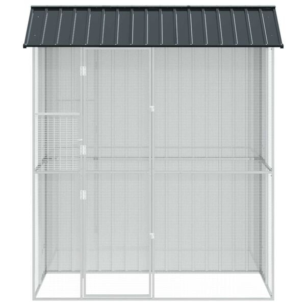 vidaXL Cușcă pentru păsări Antracit 215 x 110 x 247 cm Oțel Galvanizat