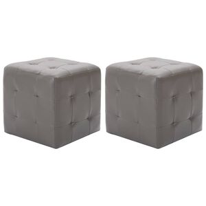 vidaXL Noptiere, 2 buc., gri, 30x30x30 cm, piele ecologică