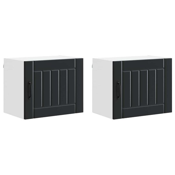 vidaXL Dulap de bucătărie Lucca 2 pcs Negru 50 x 31 x 40 cm