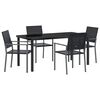 vidaXL Set de masă pentru grădină 5 buc. Negru Ratan PE
