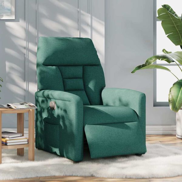 vidaXL Fotoliu rabatabil electric, verde &icirc;nchis, material textil