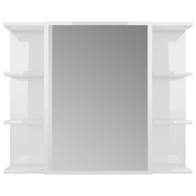 vidaXL Dulap de baie cu oglindă, alb extralucios, 80x20,5x64 cm, PAL