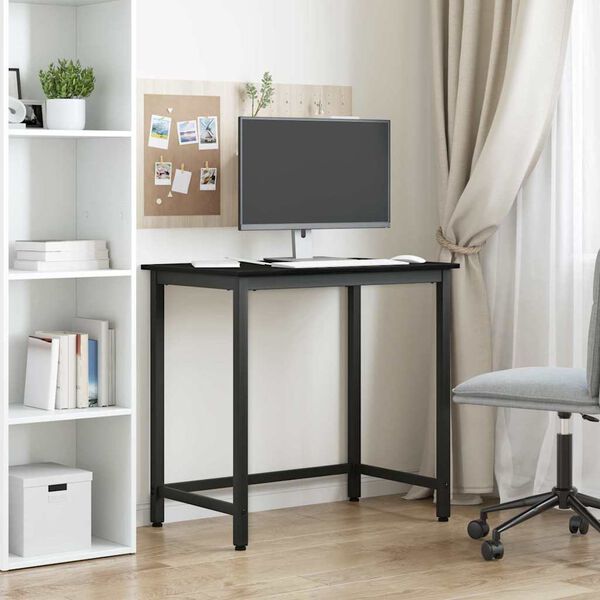 vidaXL masă Stejar Negru 100 x 50 x 76,5 cm Lemn ingineresc și oțel