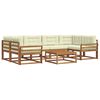 vidaXL Set de canapele de exterior cu pernă 7 pcs Natural și Crem