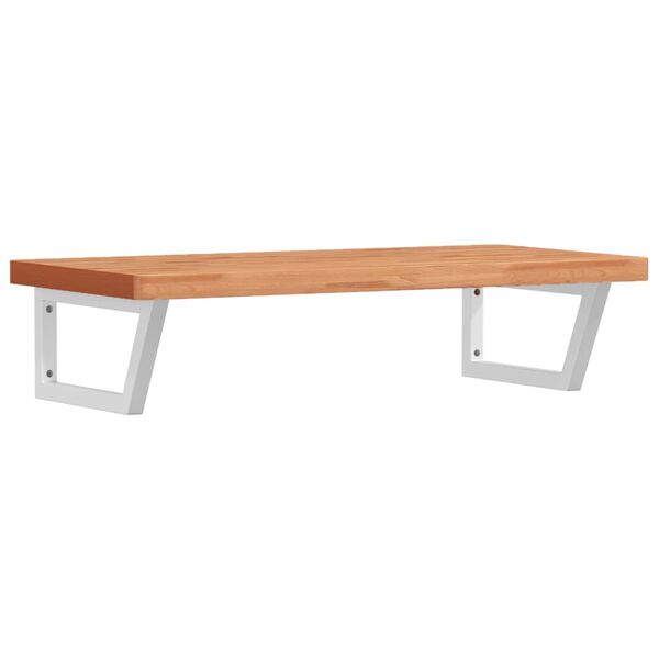 vidaXL Raft pentru lavoar montat pe perete, oțel și lemn masiv fag