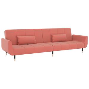 vidaXL Canapea extensibilă cu 2 locuri, 2 perne, roz, catifea