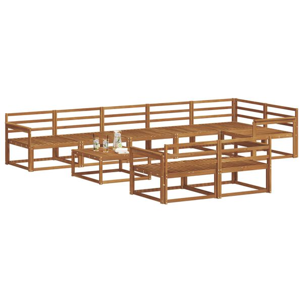 vidaXL Set de canapele de exterior 9 pcs natural Lemn Solid de Acacia