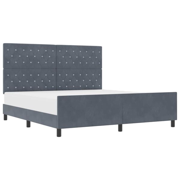 vidaXL Pat cu arcuri cu headboard Gri &icirc;nchis 180 x 200 cm Catifea