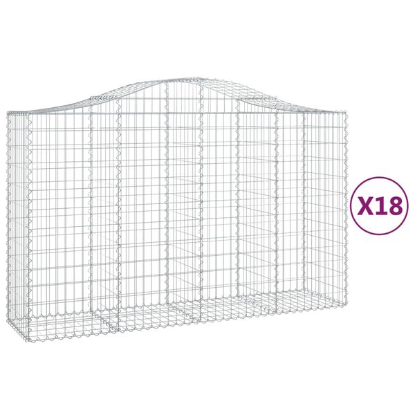 vidaXL Coșuri gabion arcuite 18 buc, 200x50x120/140 cm,fier galvanizat