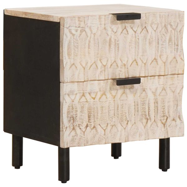 vidaXL Dulap de noapte 2 pcs Alb 40 x 33 x 46 cm Lemn de mango solid