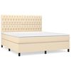 vidaXL Pat continental cu saltea, crem, 180x200 cm, textil