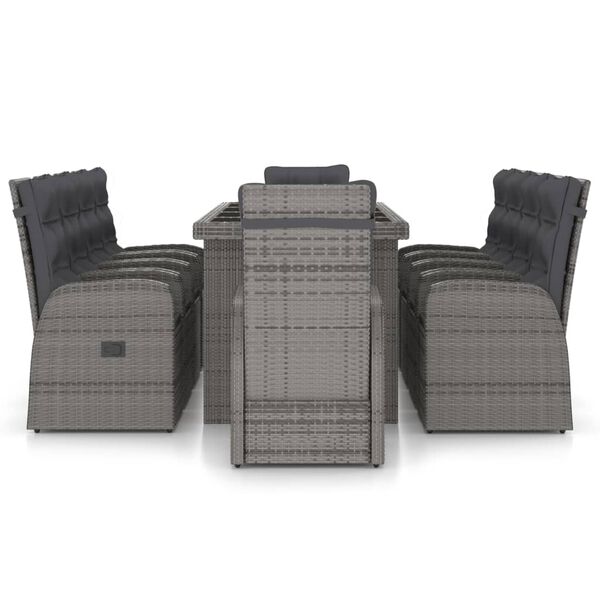 vidaXL Set mobilier de exterior cu perne, 11 piese, gri, poliratan