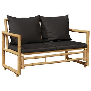vidaXL Bancă de grădină cu perne, 115 cm, bambus
