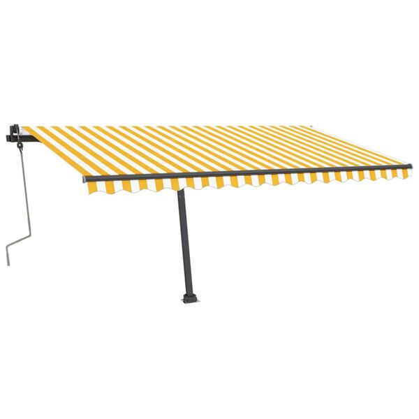 vidaXL Copertină retractabilă manual cu LED, galben și alb, 400x350 cm