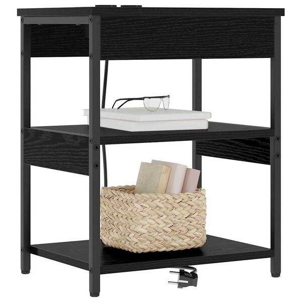 vidaXL Dulap de noapte Stejar Negru 41 x 31 x 51 cm Lemn compozit