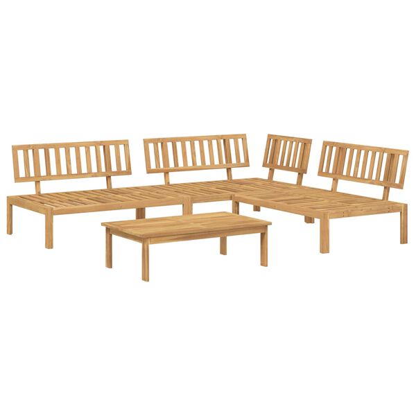 vidaXL Set de canapea cu pernă Simplu 4 pcs Gri Lemn Solid de Acacia