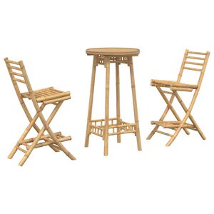 vidaXL Set bar de exterior 3 piese pliabil din bambus