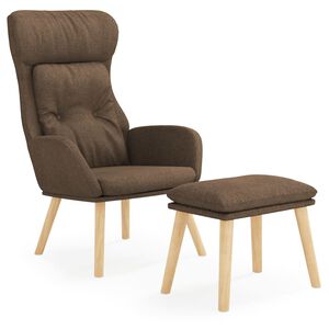 vidaXL Scaun de relaxare cu taburet, maro, textil