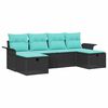vidaXL Set de canapele pentru grădină cu pernă 6 pcs Negru Rattan poli
