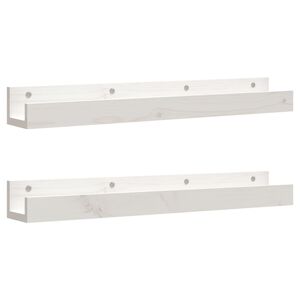 vidaXL Rafturi de perete, 2 buc., alb, 80x12x9 cm, lemn masiv de pin