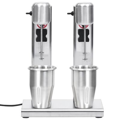 vidaXL Mixer de milkshake cu 2 vase, oțel inoxidabil, 2 L