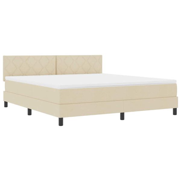vidaXL Pat boxspring cu saltea cu saltea Crem 180 x 200 cm țesătură